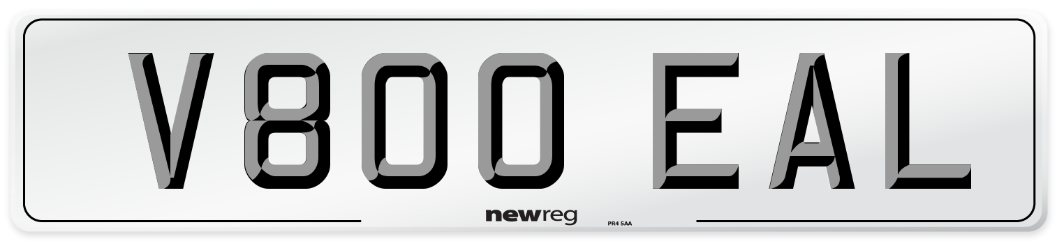 V800 EAL Number Plate from New Reg